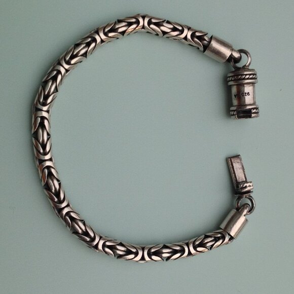 Sterling Silver 925 Byzantine Bracelet w Barrel Clasp 7.5" - Picture 6 of 15